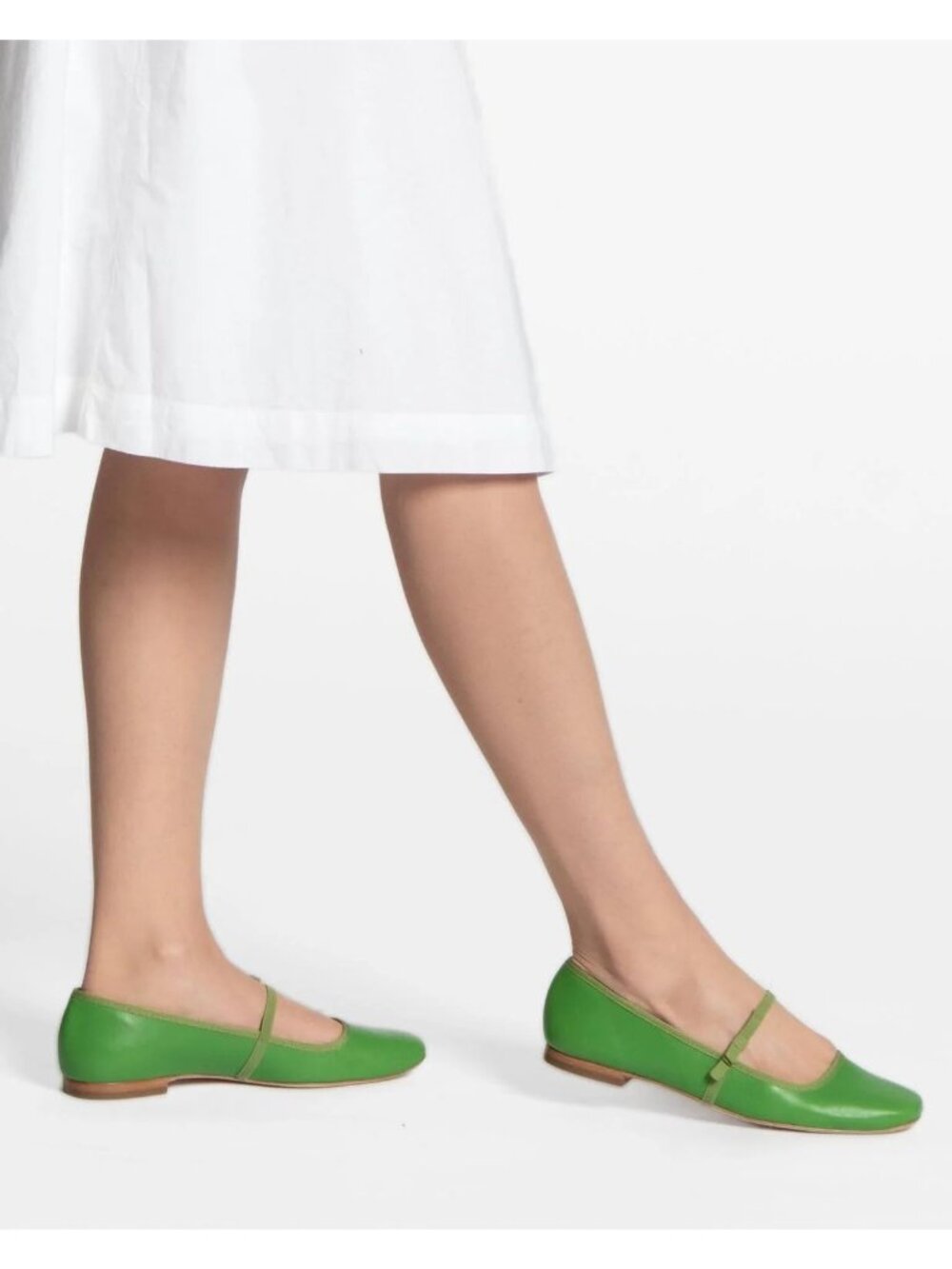 Frances Valentine GUC Jude Mary Jane Green Leather Flats  in 6 1/2